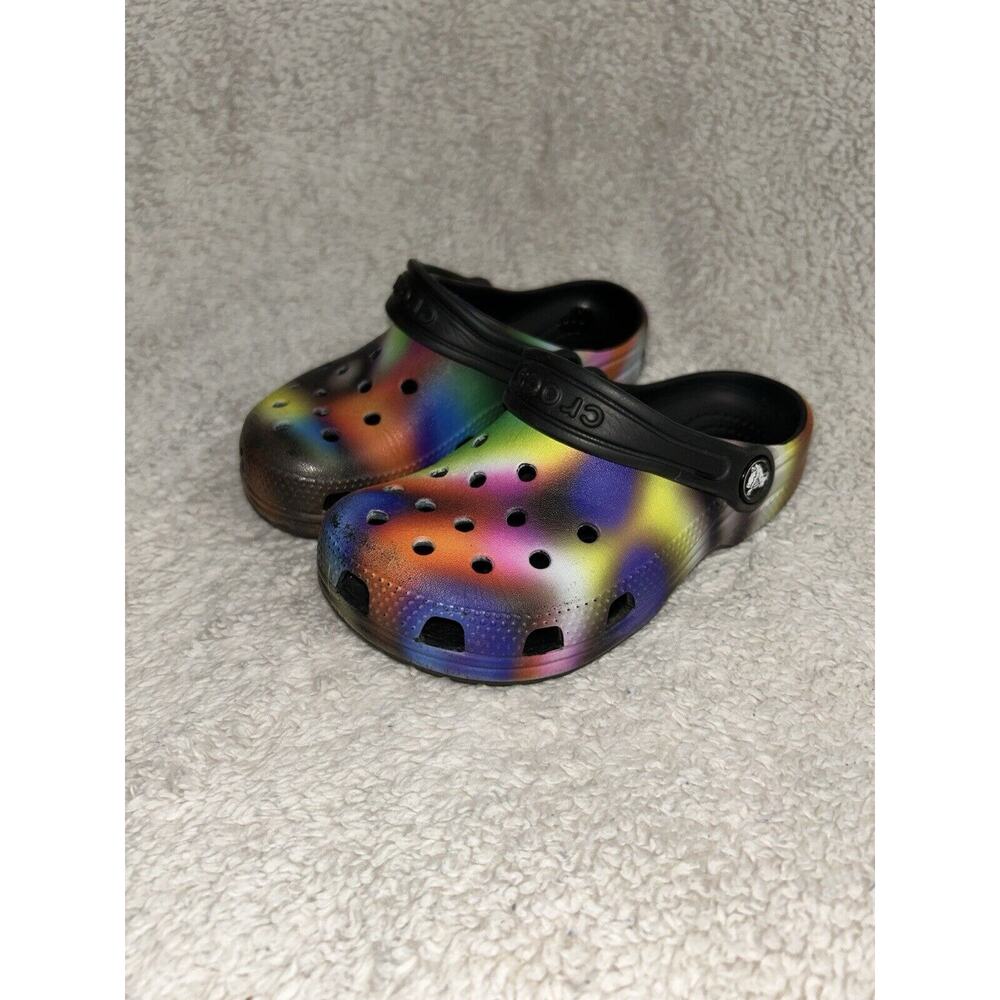 Crocs Solarized Multicolor Black Clog Sandals Kids Size 11